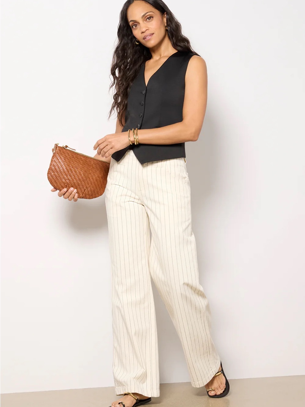 Sanctuary Arden Pinstripe Wide-Leg Pants, Sz 28